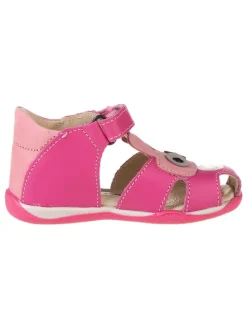 Leder-Halbsandalen in Pink