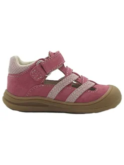 Leder-Halbsandalen in Pink