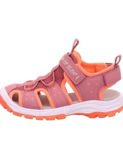 Leder-Halbsandalen in Pink/ Orange