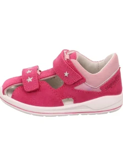 Leder-Halbsandalen in Pink