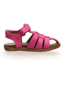 Leder-Halbsandalen in Pink