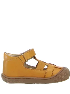 Leder-Halbsandalen in Senf