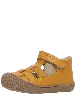 Leder-Halbsandalen in Senf