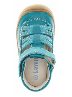 Leder-Halbsandalen in Türkis