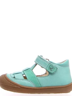 Leder-Halbsandalen in Türkis
