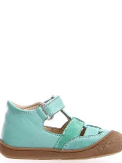 Leder-Halbsandalen in Türkis