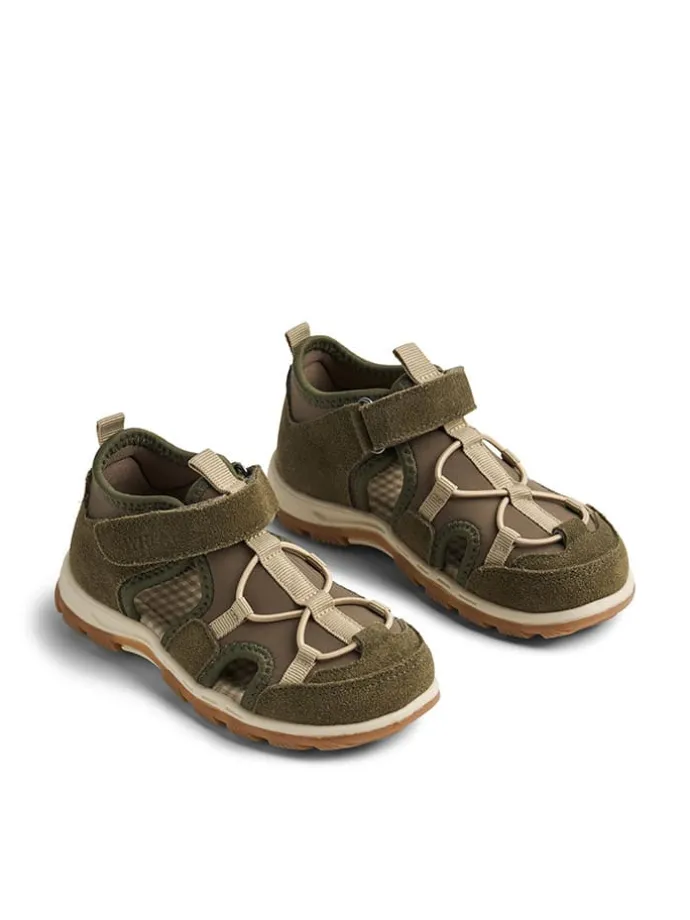 Leder-Halbsandalen "Mingi" in Khaki