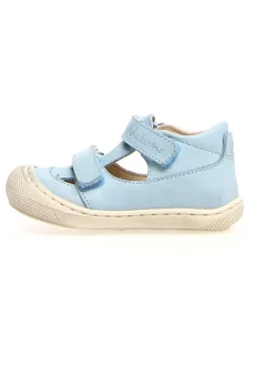Leder-Halbsandalen "Puffy" in Hellblau