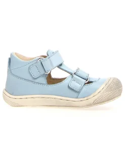 Leder-Halbsandalen "Puffy" in Hellblau