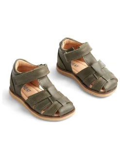 Leder-Halbsandalen "Sky" in Dunkelgrün