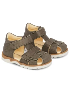 Leder-Halbsandalen "Sofus" in Khaki