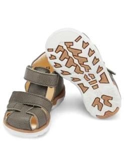 Leder-Halbsandalen "Sofus" in Khaki