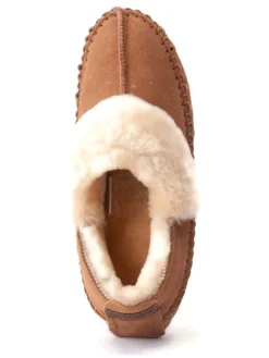 Leder-Hausschuhe "Barrine" in Hellbraun