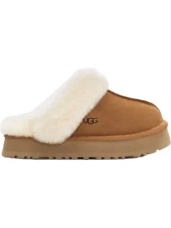 Leder-Hausschuhe "Disquette" in Hellbraun