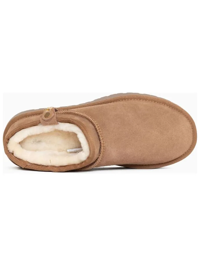 Leder-Hausschuhe "Gichala" in Hellbraun