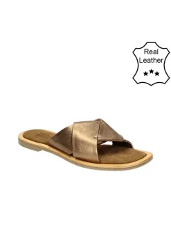 Leder-Hausschuhe in Hellbraun