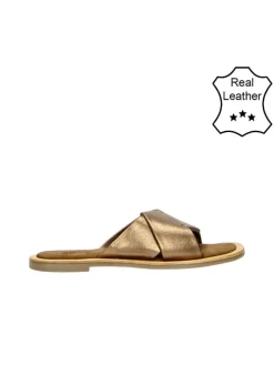 Leder-Hausschuhe in Hellbraun