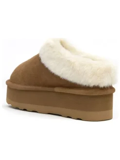 Leder-Hausschuhe in Hellbraun