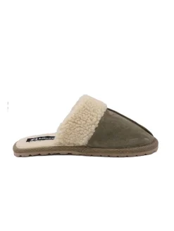 Leder-Hausschuhe in Khaki