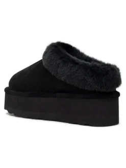 Leder-Hausschuhe in Schwarz