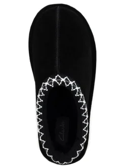 Leder-Hausschuhe in Schwarz