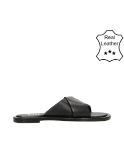 Leder-Hausschuhe in Schwarz