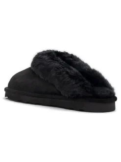 Leder-Hausschuhe in Schwarz