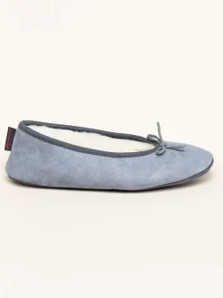 Leder-Hausschuhe "Sabrina" in Blau