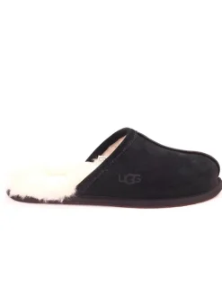 Leder-Hausschuhe "Scuff" in Schwarz