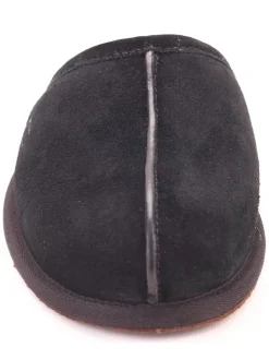 Leder-Hausschuhe "Scuff" in Schwarz