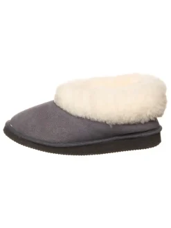 Leder-Hüttenschuhe "Gisi" in Grau