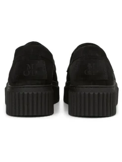 Leder-Keilmokassins in Schwarz