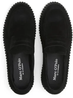 Leder-Keilmokassins in Schwarz