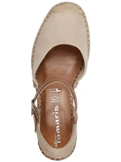 Leder-Keilpumps in Beige