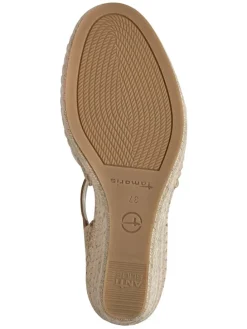 Leder-Keilpumps in Beige