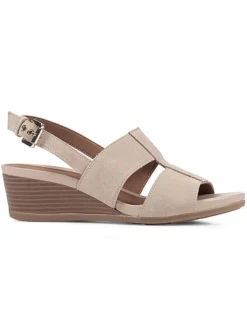 Leder-Keilsandaletten "Dmarykarmen" in Beige