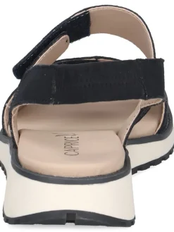 Leder-Keilsandaletten in Dunkelblau