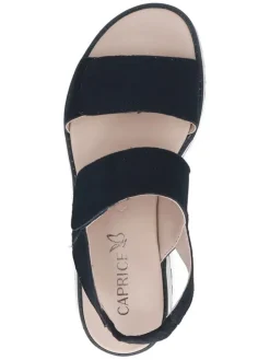 Leder-Keilsandaletten in Dunkelblau