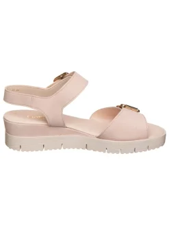 Leder-Keilsandaletten in Rosa