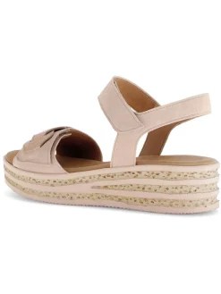 Leder-Keilsandaletten in Rosa