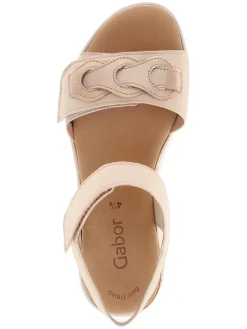 Leder-Keilsandaletten in Rosa