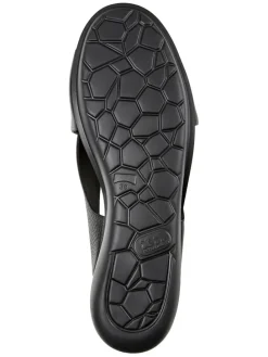 Leder-Keilsandaletten in Schwarz