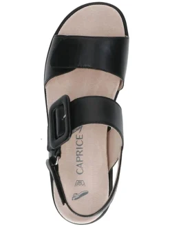 Leder-Keilsandaletten in Schwarz