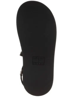 Leder-Keilsandaletten in Schwarz