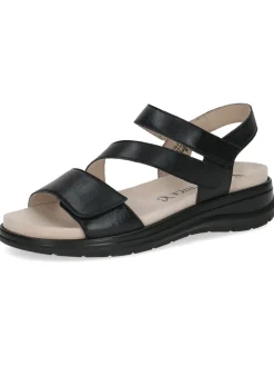 Leder-Keilsandaletten in Schwarz