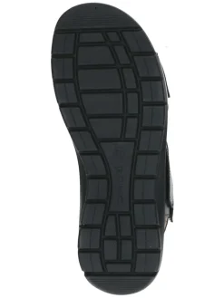 Leder-Keilsandaletten in Schwarz