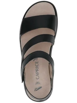 Leder-Keilsandaletten in Schwarz