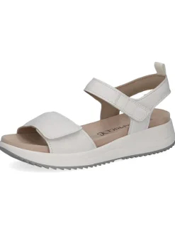 Leder-Keilsandaletten in Weiß