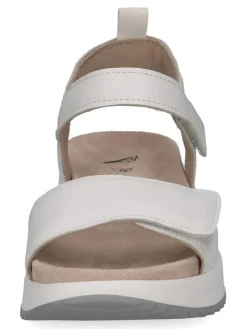 Leder-Keilsandaletten in Weiß