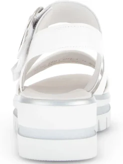 Leder-Keilsandaletten in Weiß